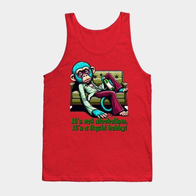 Retro 70s drunk Chillout - Drunk Monkey Humor Vintage Sofa Art Tank Top by TimeWarpWildlife